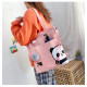 Сумка-рюкзак детский, шоппер, розовая. Панда и медведь.