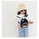 Детский рюкзак с силиконовым карманам, блестящий, черный. Единорог.
