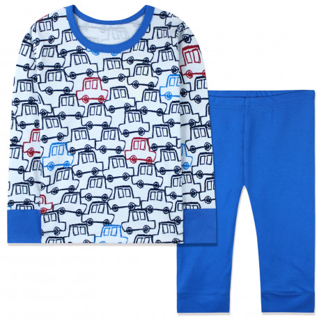 Пижама для мальчика, синяя. Нарисованные машинки.