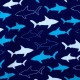 Пижама для мальчика, темно-синяя. Акулы.