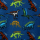 Пижама для мальчика, сине-зеленая. Динозавры и скелеты.