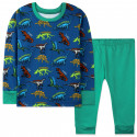 Піжама для хлопчика, синьо-зелена. Динозаври та скелети.