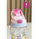 Бутылка детская пластиковая, поильник, розовая. Везучие коты. 480 мл.