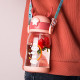 Бутылка с рожками детская пластиковая, поильник, красная. Зайчики и радуга. 600 мл.