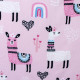 Полотенце-пончо с рюкзачком, розовое. Альпаки и ламы. 75*180 см. Микрофибра.