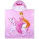Полотенце-пончо с рюкзачком, розовое. Принцесса на единороге. 75*150 см. Микрофибра.