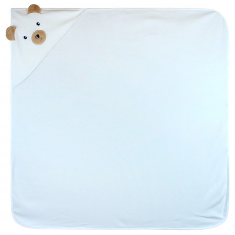Полотенце с уголком, пеленка с уголком, белое. Мишка. 90*90 см.