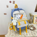 Детский рюкзак, школьный, синий. Зайчик и морковка.