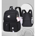 Детский рюкзак, школьный, черный. Радужный единорог. ( Без брелка )