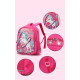 Детский рюкзак, школьный, розовый. Единорог, радуга и планеты.