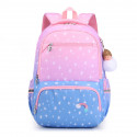 Детский рюкзак, школьный, розово-голубой. Радуга и звезды.