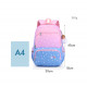 Детский рюкзак, школьный, розово-сиреневый. Радуга и звезды.
