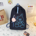 Дитячий рюкзак, шкільний, чорний. Плюшевий кролик.