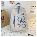Дитячий рюкзак, шкільний, бежевий із синім. Плюшевий кролик.