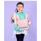Детский каркасный рюкзак, школьный, розовый. Ушки зайца.