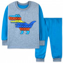 Піжама для хлопчика, з начосом, блакитна. Динозавр піт.