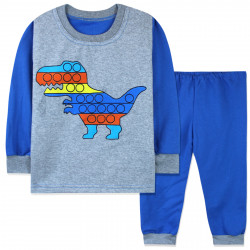 Піжама для хлопчика, з начосом, синя. Динозавр піт.