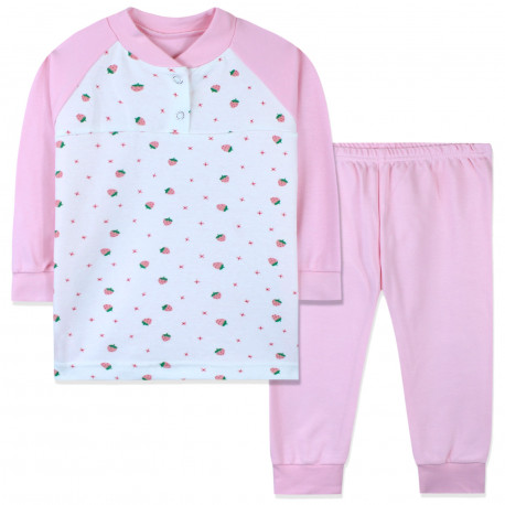 Пижама для девочки, розовая. Маленькая клубничка.