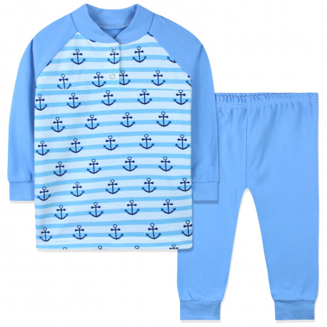 Пижама для мальчика, голубая. Якоря.