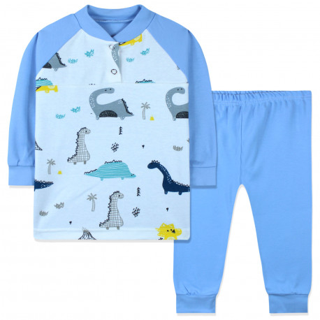 Пижама для мальчика, голубая. Нарисованные динозаврики.