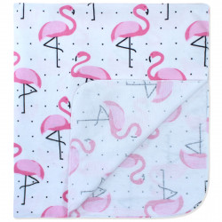 Пеленка байковая 90*70 см, белая. Розовые фламинго.