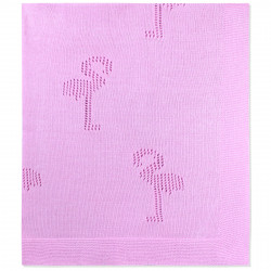 Вязаный плед, детский. Фламинго, розовый. 90*90 см.