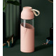 Пляшка скляна з силіконовим чохлом, рожева. Hot and cool. 350 мл.