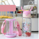 Бутылка с рожками детская пластиковая с силиконовым чехлом, поильник, розовая. Зайчишка. 700 мл.