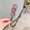 Шпилька для волосся, фіолетова. Блискучі квіти.