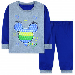 Пижама для мальчика, с начесом, темно-синяя. Микки Маус попит.