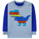Пижама для мальчика, с начесом, темно-синяя. Динозавр попит.