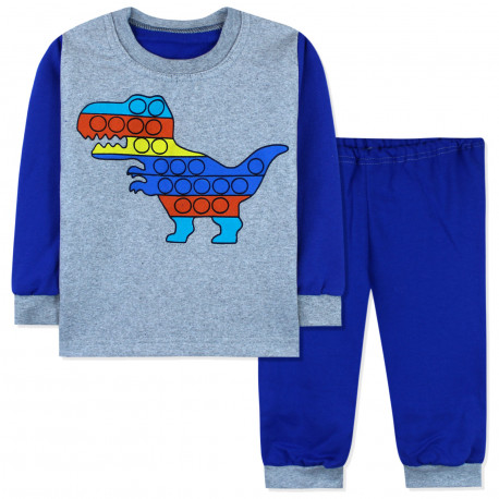 Пижама для мальчика, с начесом, серо-бирюзовая. Monster track.