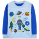 Пижама с начесом для мальчика, синяя. Астронавт в космосе.
