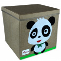 Складной ящик для игрушек со съемной крышкой, коричневый. Панда.