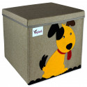 Складной ящик для игрушек со съемной крышкой, коричневый. Пёс.