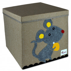 Складной ящик для игрушек со съемной крышкой, коричневый. Мышка.