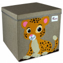 Складной ящик для игрушек со съемной крышкой, коричневый. Леопард.
