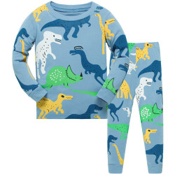 Пижама для мальчика, голубая. Динозаврики. 