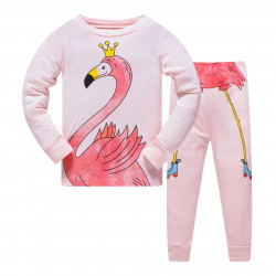 Пижама для девочки, розовая. Фламинго. 