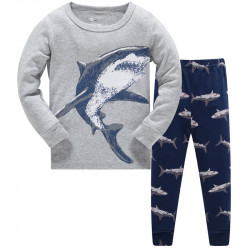 Пижама для мальчика, серая. Большая акула.