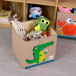 Складной ящик для игрушек, бежевый. Крокодил с леденцом.
