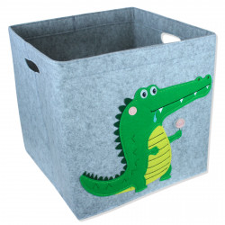 Складной ящик фетровый для игрушек, серый. Крокодил с леденцом.