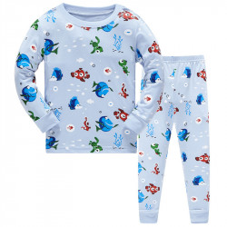 Пижама для мальчика, синяя. Динозавр. 