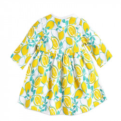 Платье для девочки, белое. Лимоны.