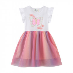 Платье для девочки, мятно-розовое. Блестящий единорог.