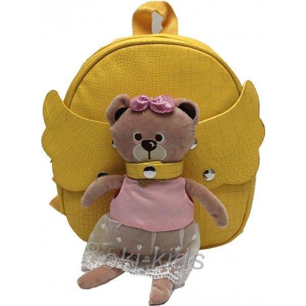 Детский рюкзак для девочки. Мишутка, желтый. 
