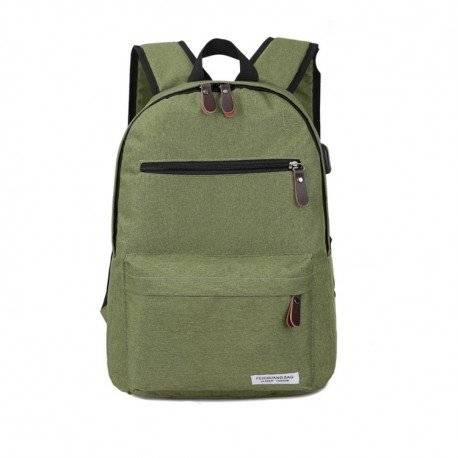 Рюкзак, городской, с USB подключением, для ноутбука, зеленый